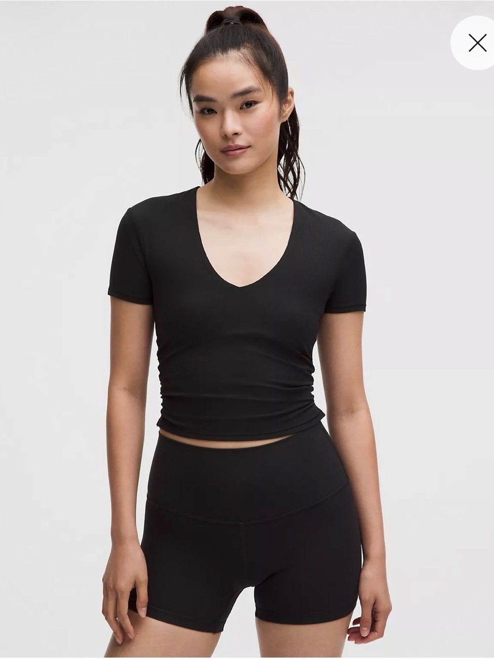 Lululemon All It Takes Ribbed Nulu V-Neck T-Shirt Black Size 8